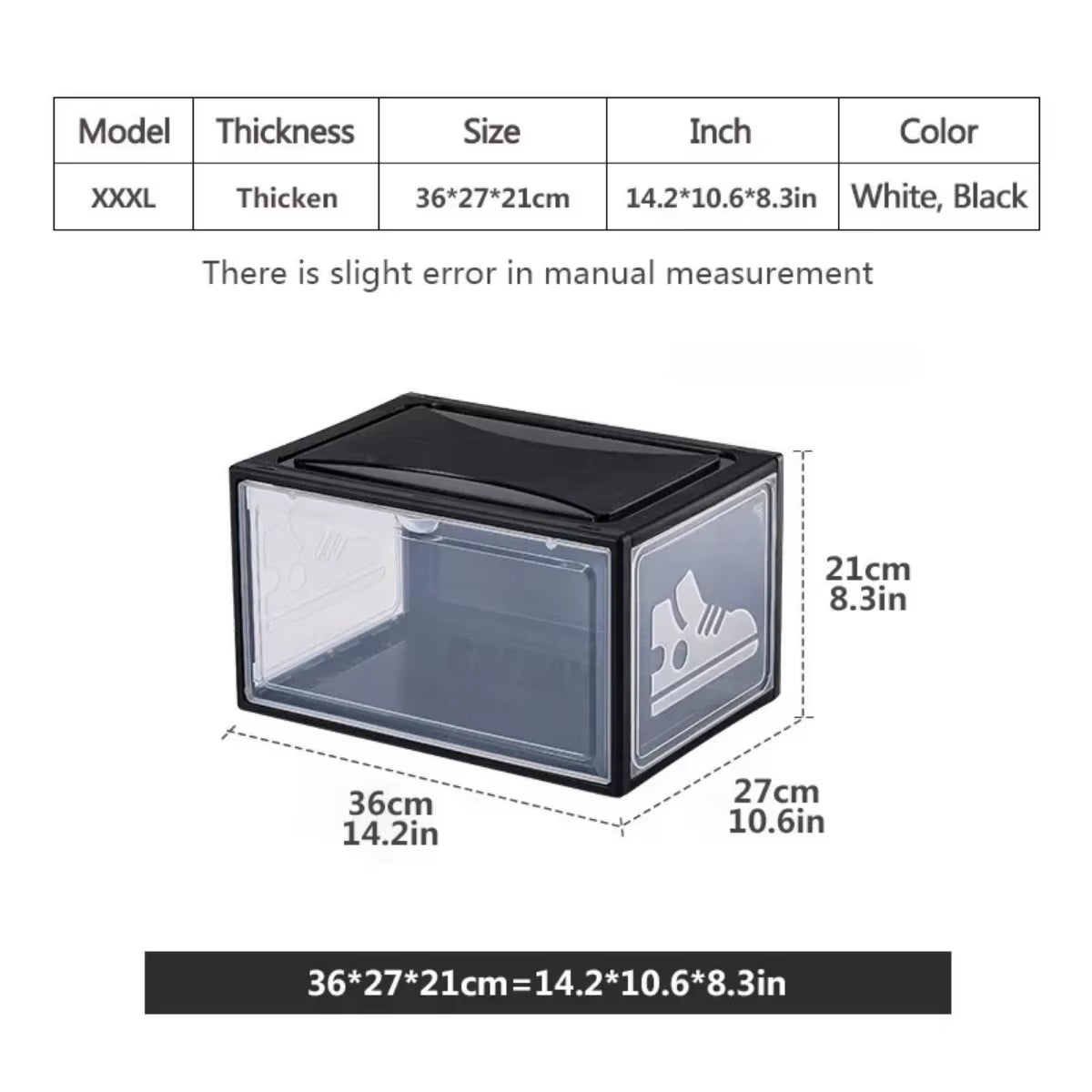 AJ Sneakers Box Hardened Transparent Plastic Shoe Box Stackable Cabinet Storage Boxs High-Top Dustproof AJ Shoes Organizers