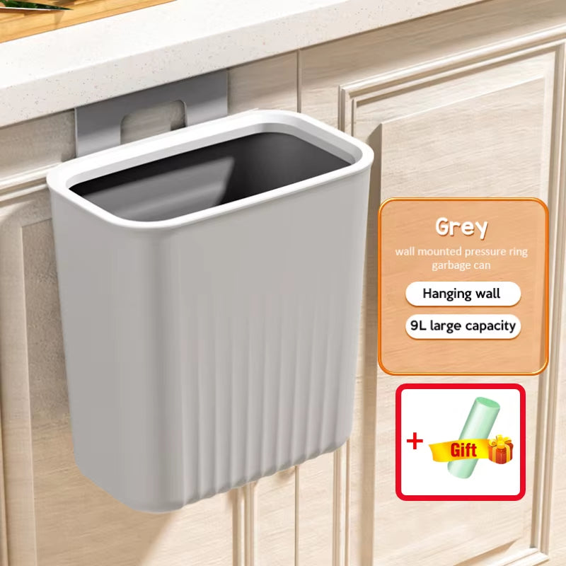 9L Wall Mounted Trash Can Kitchen Cabinet Storage Smart Bucket for Bathroom Recycling Hanging Trash Bins Kitchen Accessories