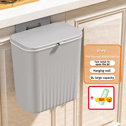 9L Wall Mounted Trash Can Kitchen Cabinet Storage Smart Bucket for Bathroom Recycling Hanging Trash Bins Kitchen Accessories