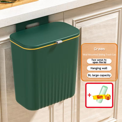 9L Wall Mounted Trash Can Kitchen Cabinet Storage Smart Bucket for Bathroom Recycling Hanging Trash Bins Kitchen Accessories