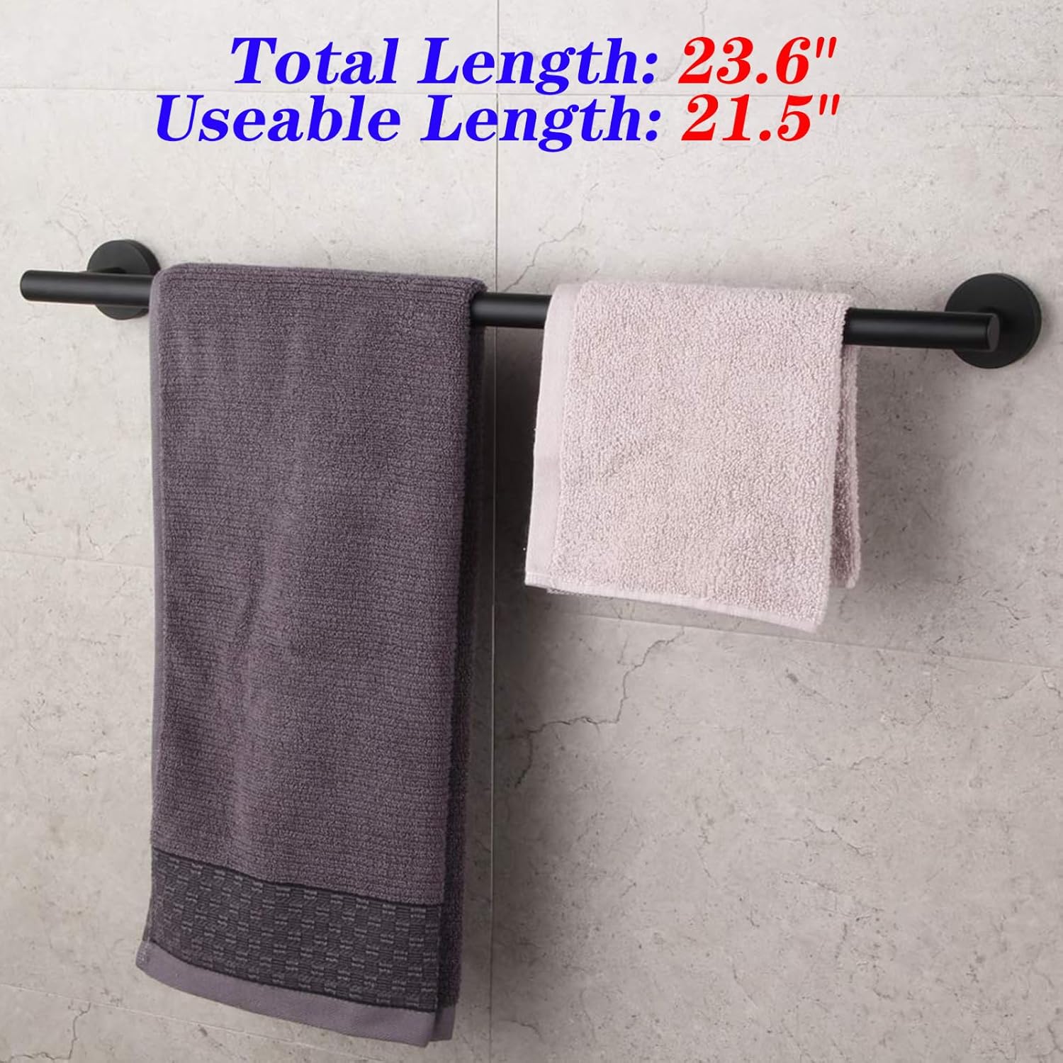 Bathroom Towel Bar 24" Stainless Steel Towel Bar Matte Black Contemporary Style Wall Mount for Bath Kitchen AG1101C60-BK