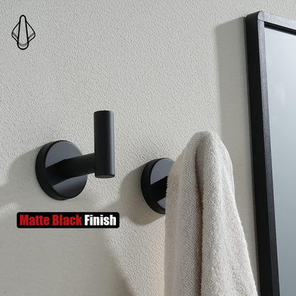 Black Bathroom Towel Hook, Coat Robe Clothes Hook for Bathroom Kitchen Garage Wall Mounted (2 Pack), 304 Stainless Steel Matte Black, TH100-PB-P2