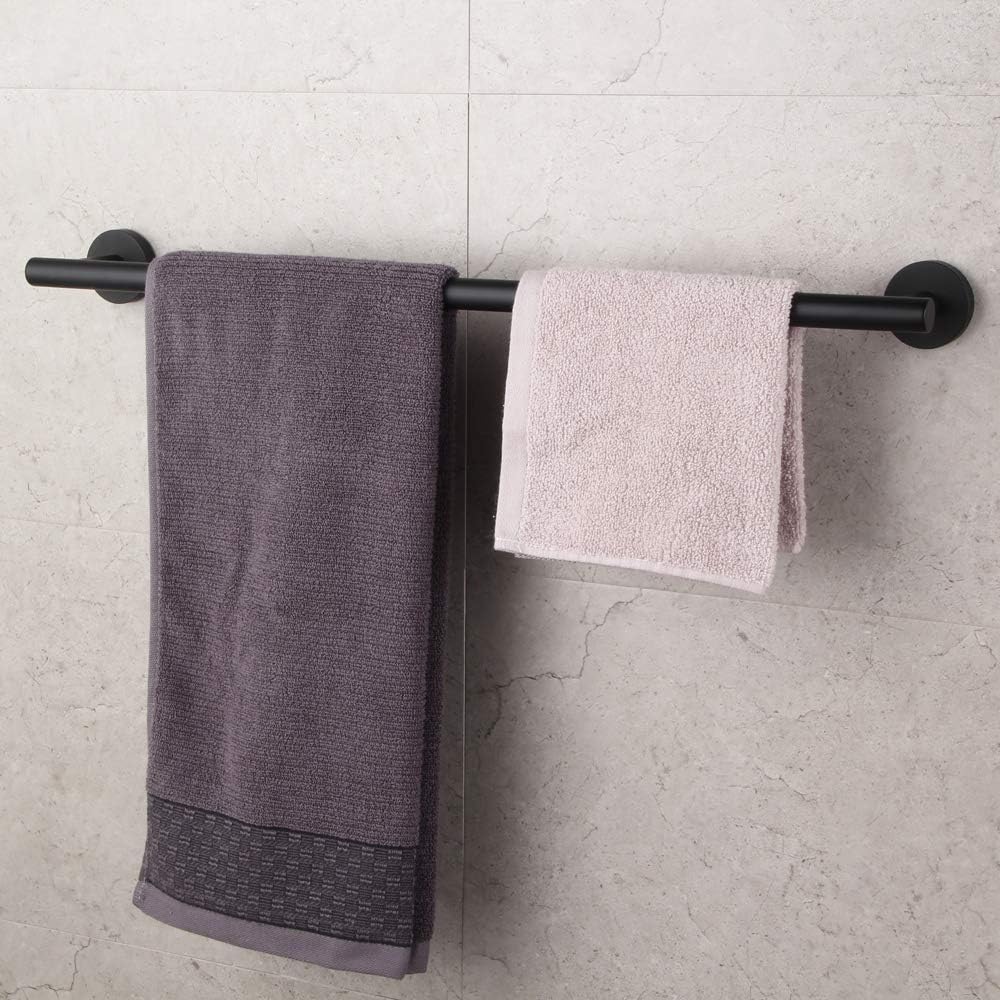 Bathroom Towel Bar 24" Stainless Steel Towel Bar Matte Black Contemporary Style Wall Mount for Bath Kitchen AG1101C60-BK