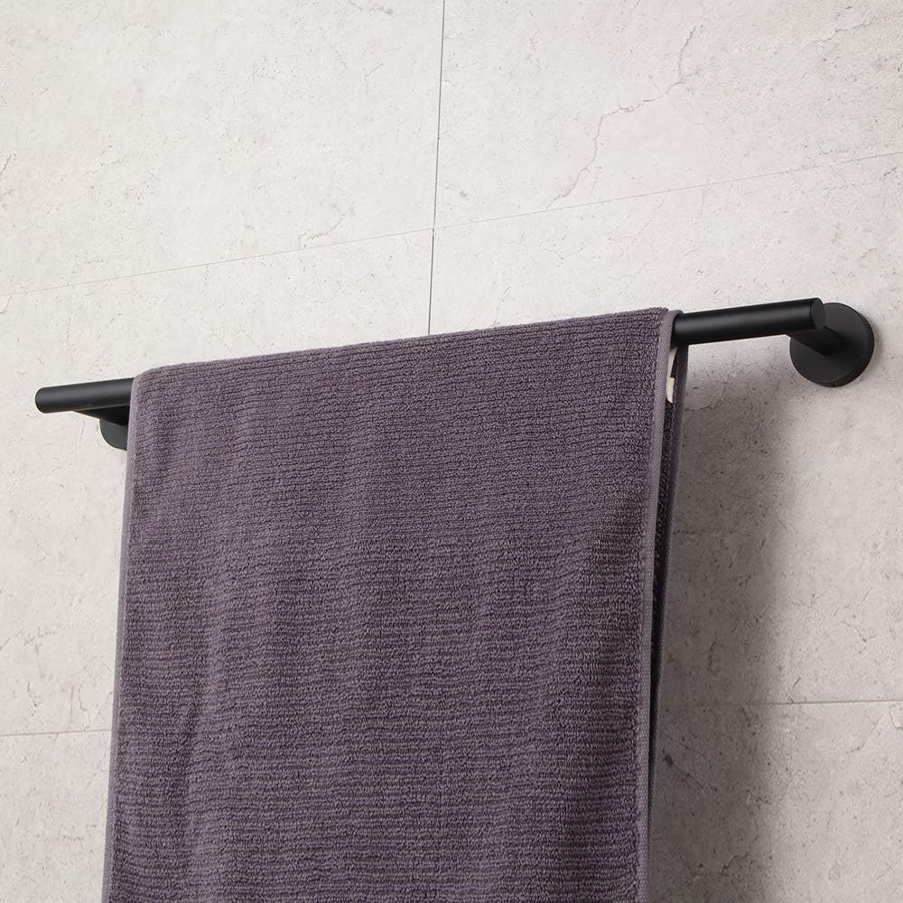 Bathroom Towel Bar 24" Stainless Steel Towel Bar Matte Black Contemporary Style Wall Mount for Bath Kitchen AG1101C60-BK