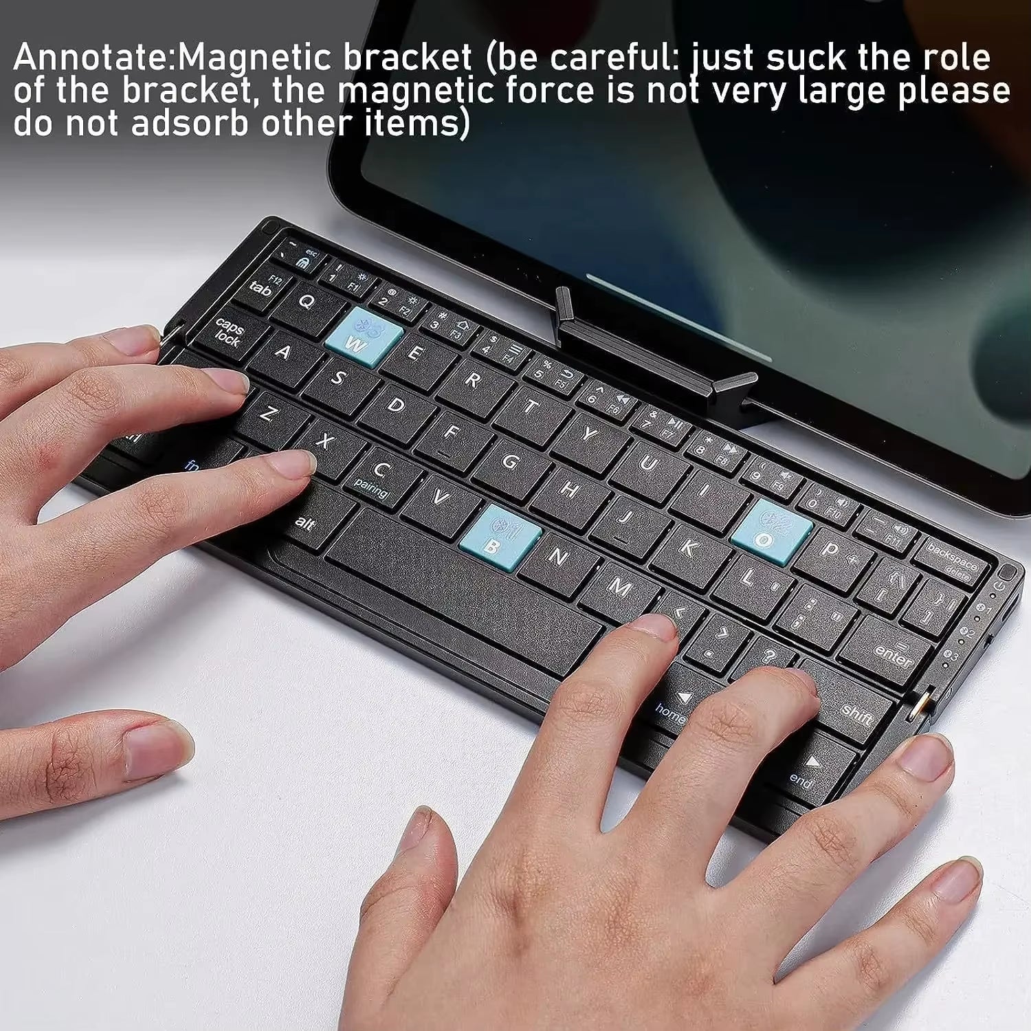 Foldable Bluetooth Keyboard with Magnetic Stand Aluminum Alloy Mini Folding Keyboard Rechargeable Keyboard for Tablet,Ipad