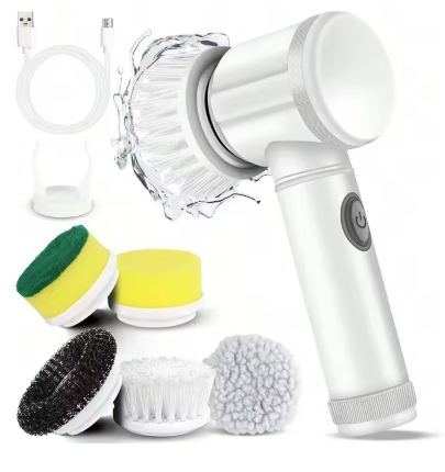 Electric Spin Scrubber, 5 in 1 Electric Cleaning Brush Bathroom Cleaning Brush with 5 Replaceable Heads, Handheld Cleaning Brush